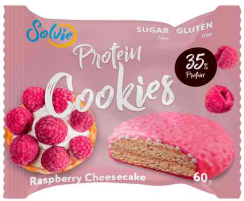 Печенье протеиновое Solvie Protein Cookies малиновый чизкейк