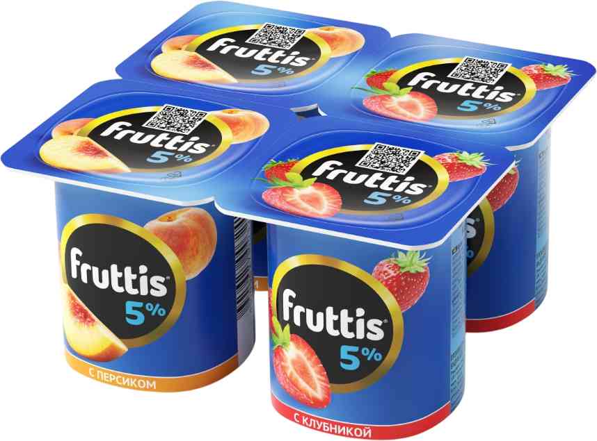 Продукт йогуртный Сливочное лакомство Fruttis в ассортименте: Клубника, Персик 5%