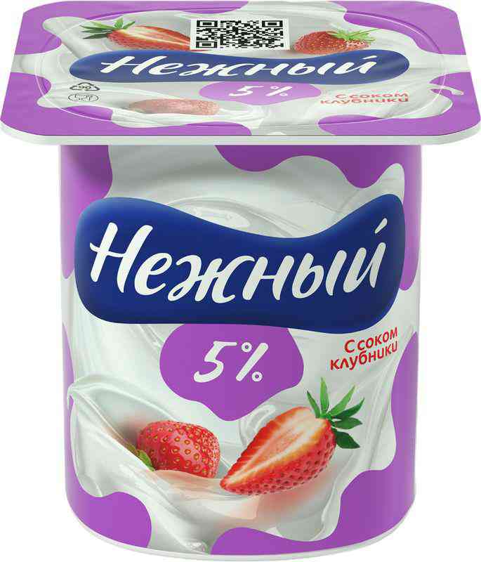 Продукт йогуртный Нежный сливочный с соком клубники 5%