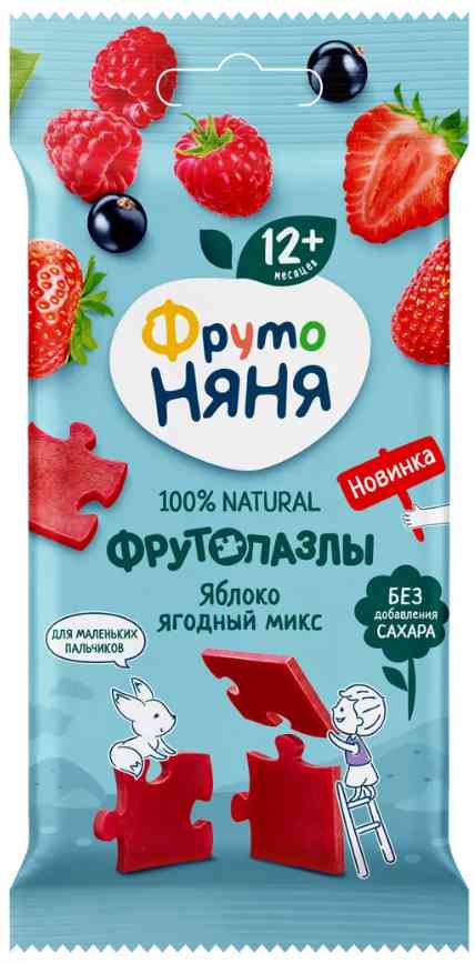 Кусочки фруктовые ФрутоНяня Фрутопазлы Ягодный микс, с 12 месяцев