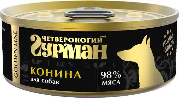 Влажный корм для собак Четвероногий гурман Golden line конина в желе