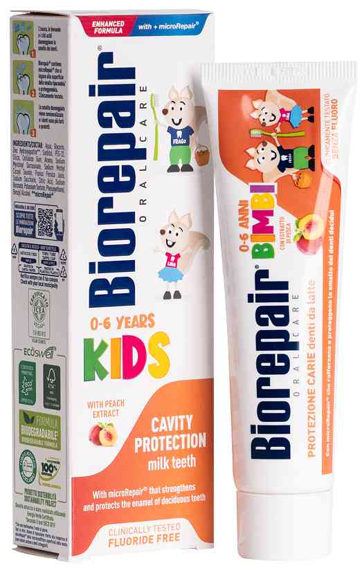 Зубная паста детская Biorepair Kids с экстрактом персика от 0 до 6 лет