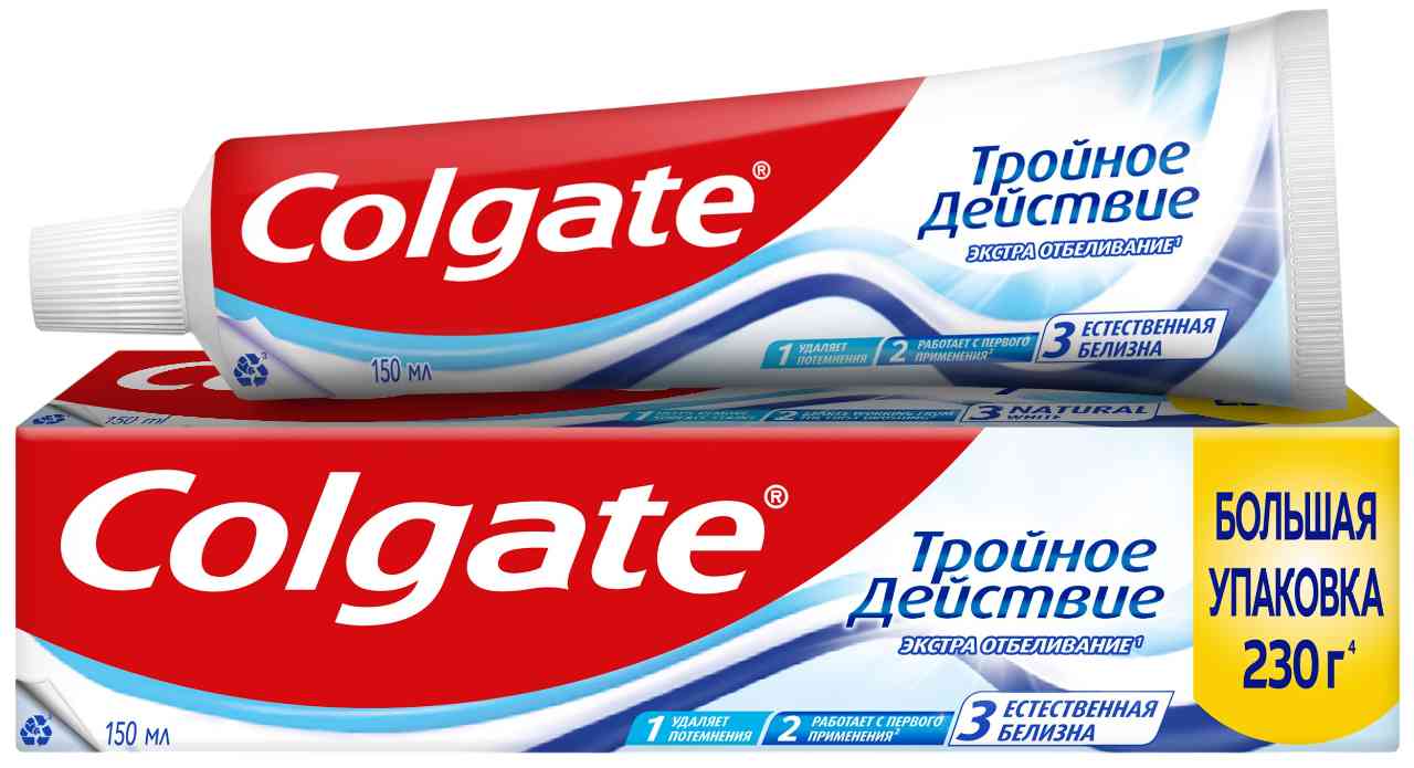 Зубная паста Colgate Тройное Действие экстра отбеливание