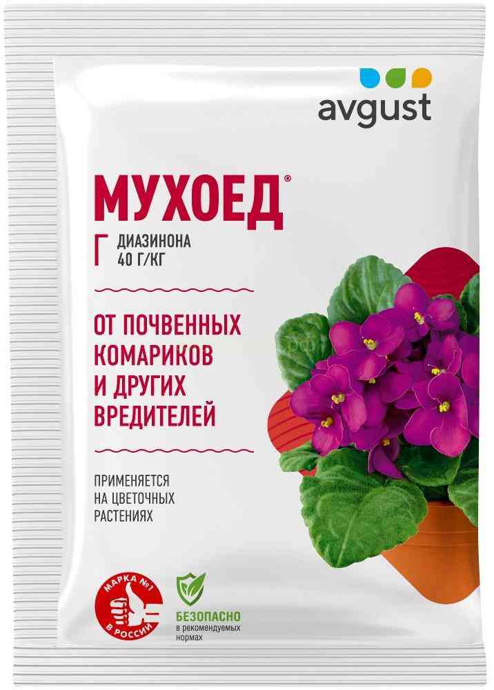 Инсектицид от почвенных вредителей на цветах Avgust Мухоед