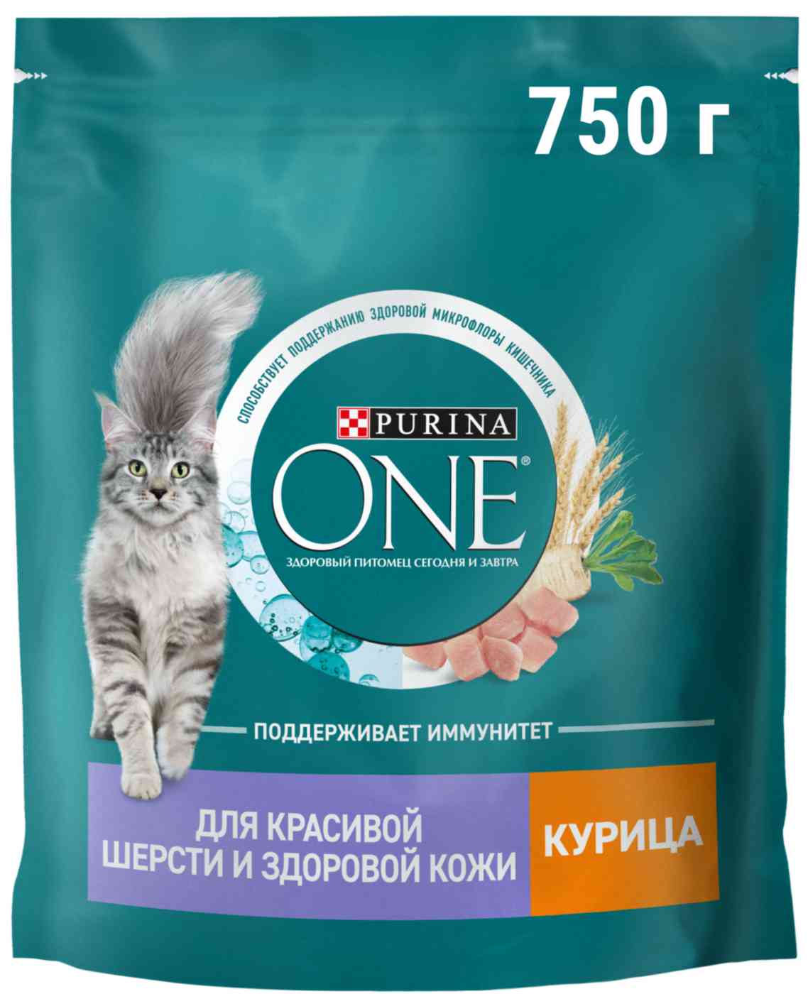 Сухой корм для кошек Purina One Для красивой шерсти и здоровой кожи курица