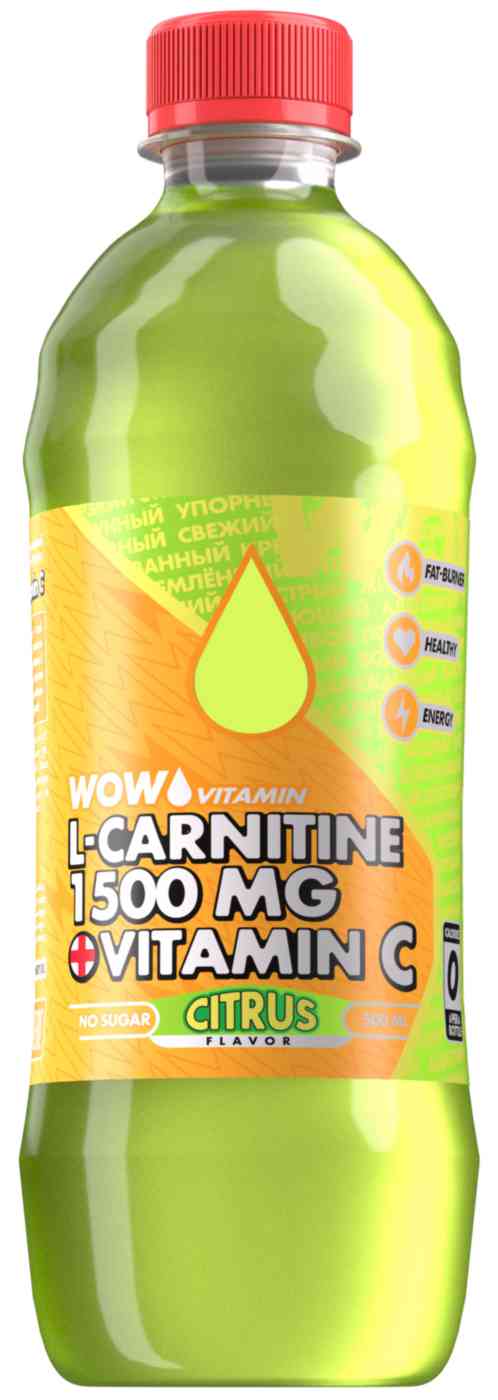 Напиток спортивный WOW Vitamin L-carnitine 1500mg цитрус с витамином С