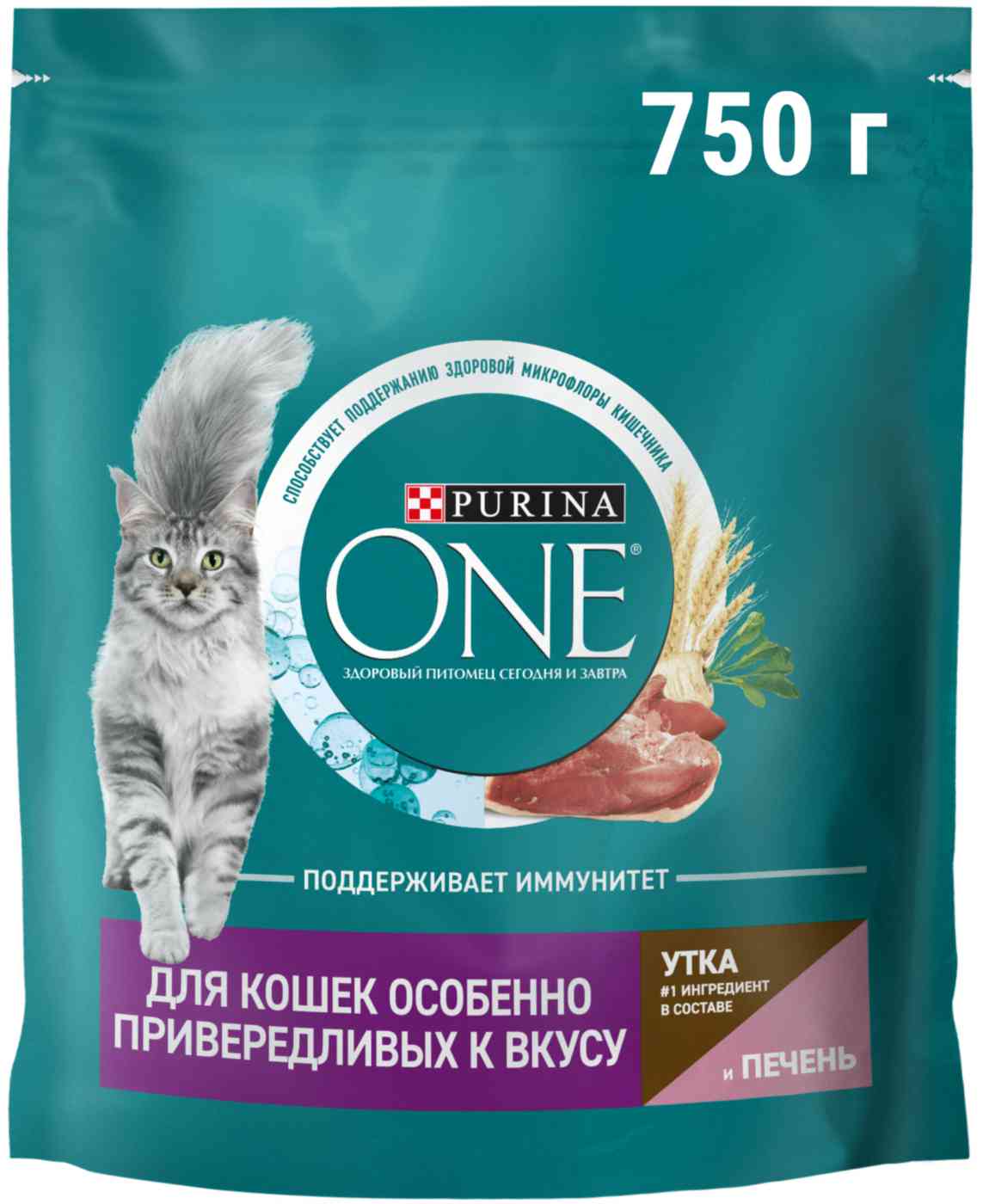 Сухой корм для кошек особенно привередливых ко вкусу Purina One утка-печень