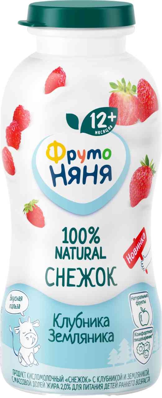 Продукт кисломолочный Снежок ФрутоНяня клубника, земляника с 12 месяцев 2%