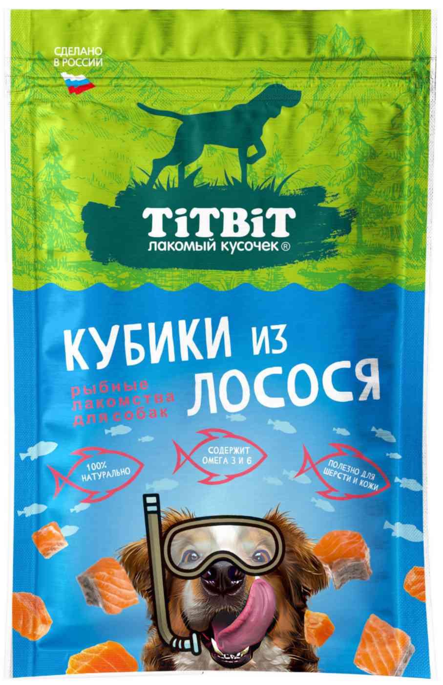 Лакомства для собак TiTBiT кубики из лосося