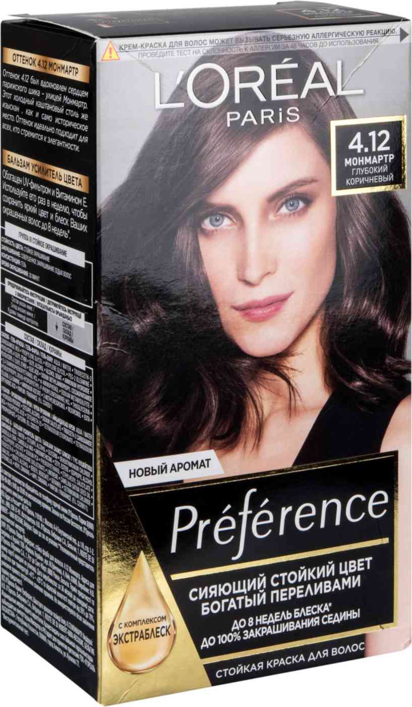 Стойкая крем-краска для волос L'Oreal Paris Preference 4.12 Монмартр