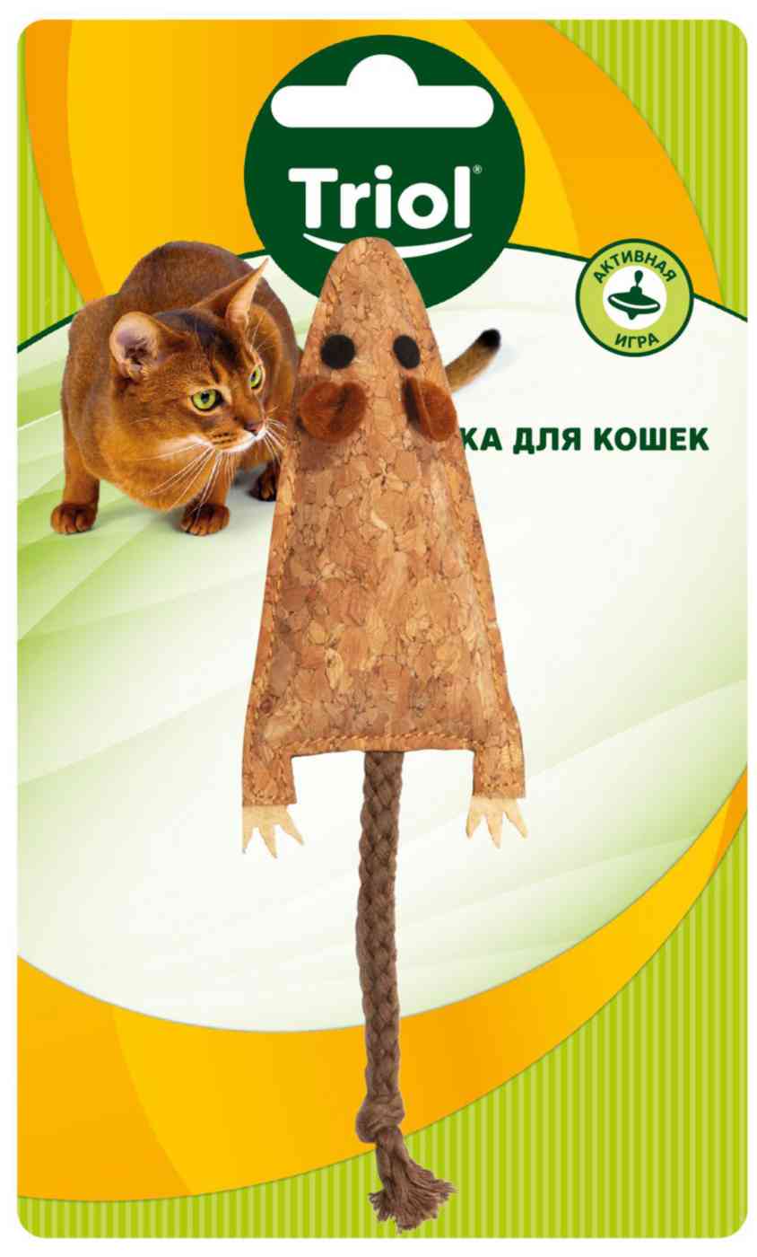 Игрушка для кошек из пробковой коры Triol Мышка с хвостиком