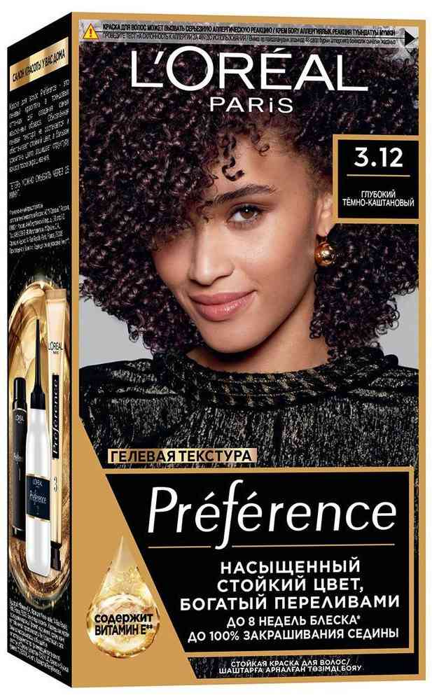 Краска для волос L'Oreal Paris Preference 3.12 Глубокий темно-каштановый