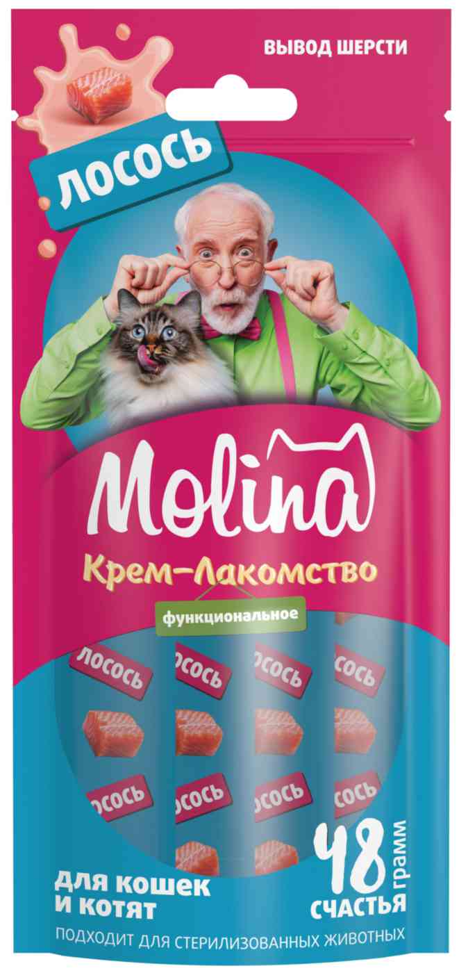 Крем-лакомство для кошек и котят функциональное Molina Лосось
