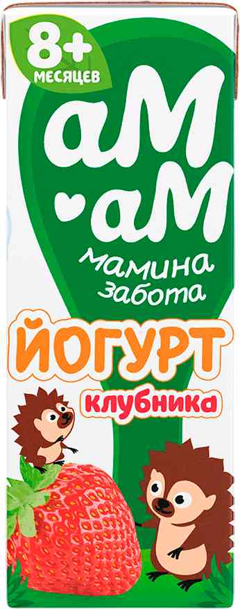 Йогурт питьевой Ам-Ам Мамина забота Клубника, 8+ месяцев 2,5%