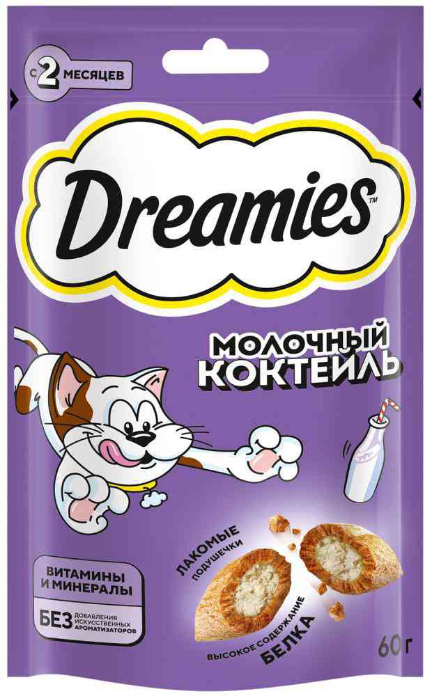 Лакомство для кошек Dreamies молочный коктейль с 2 месяцев