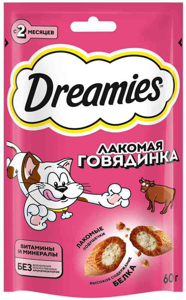 Лакомство для кошек Dreamies лакомая говядинка с 2 месяцев