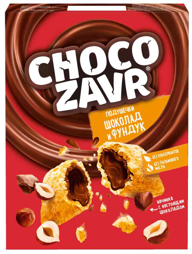 Готовый завтрак подушечки Chocozavr с шоколадом и фундуком