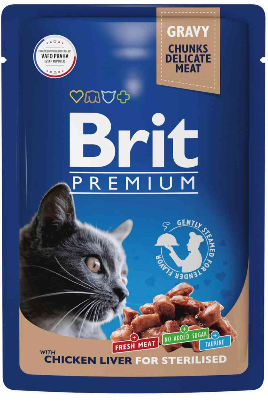 Влажный корм для стерилизованных кошек Brit Premium куриная печень в соусе Брит