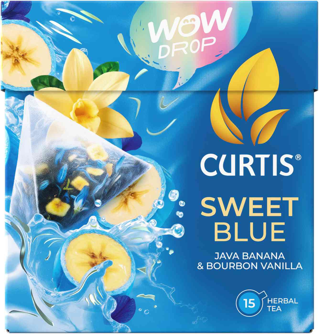 Фруктово-травяной чай Curtis Wow Drop Sweet Blue с ароматом банана и бурбонской ванилью