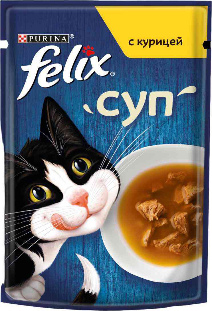 Влажный корм для кошек Felix суп с курицей