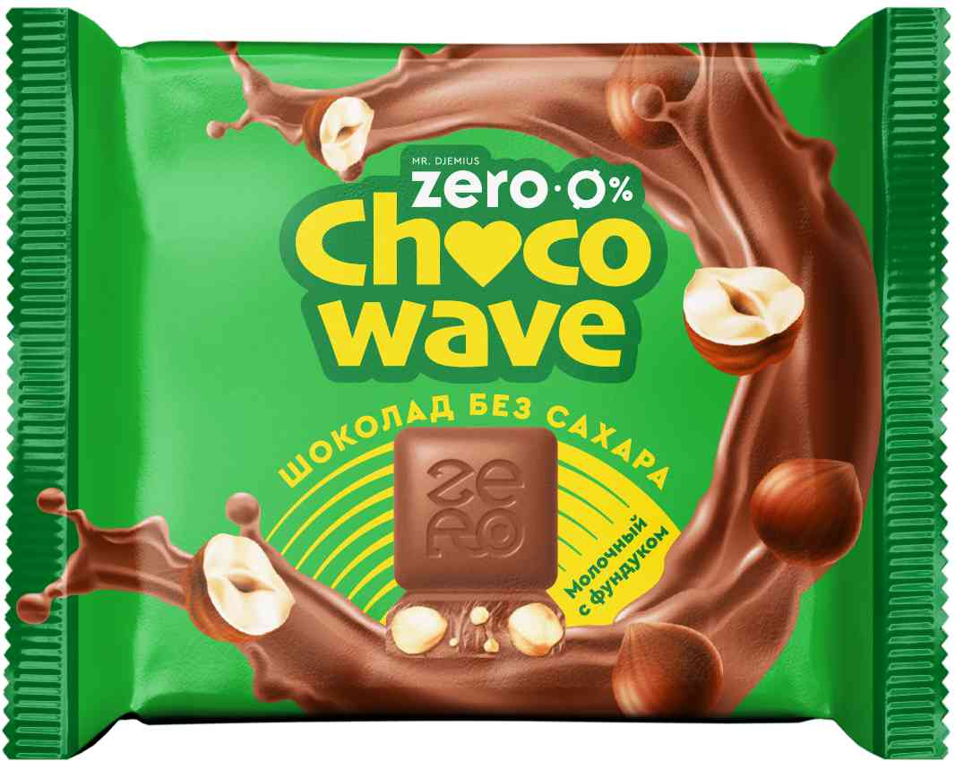 Шоколад молочный Choco Wave с фундуком, без сахара