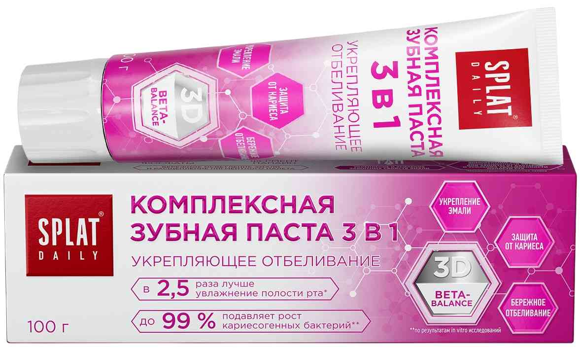 Зубная паста 3в1 Splat Daily укрепляющее отбеливание