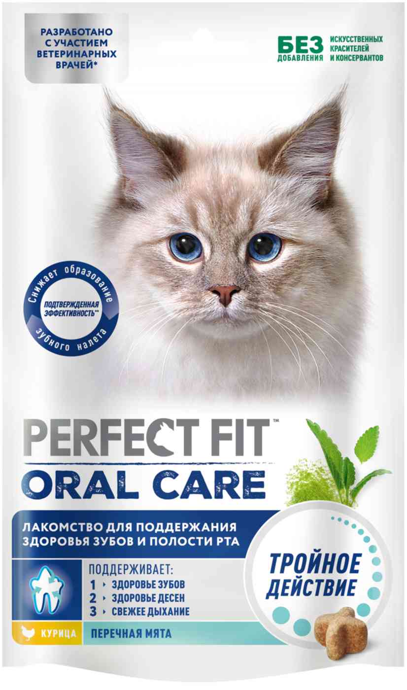 Лакомство для кошек Perfect Fit Oral Care Перечная мята и курица