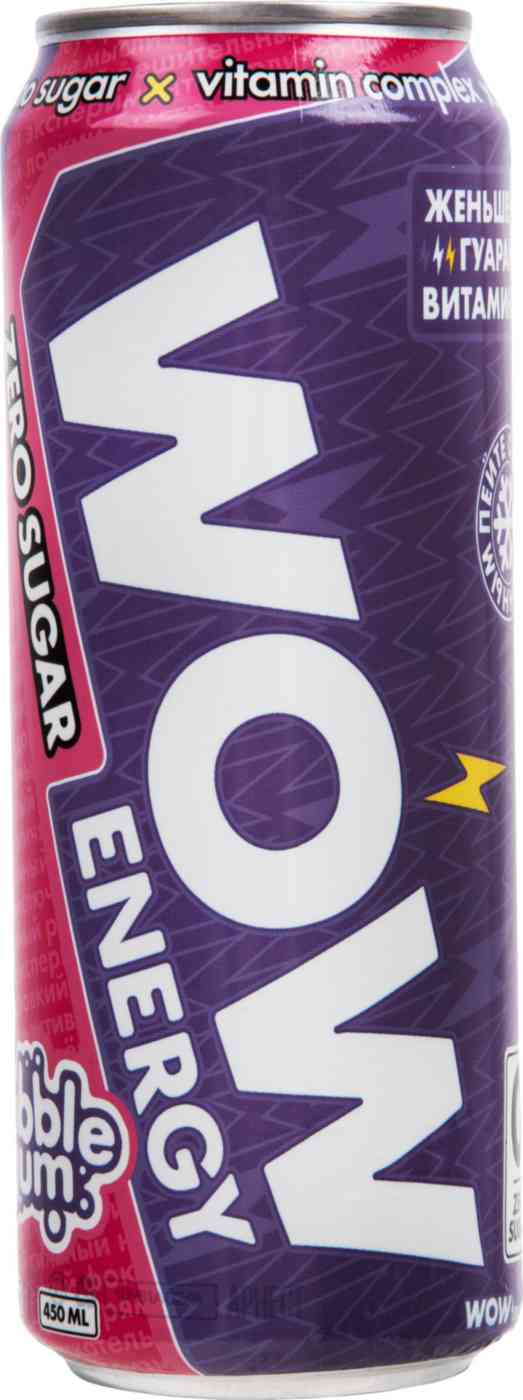 Напиток тонизирующий WOW Energy Buble gum без сахара
