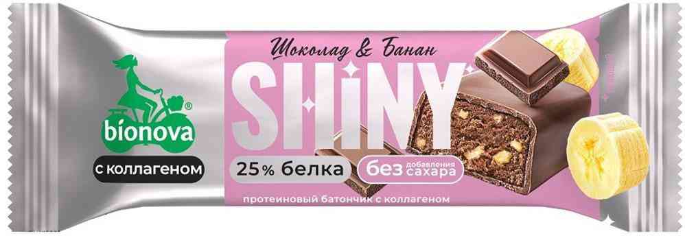 Батончик протеиновый Bionova Shiny шоколад-банан