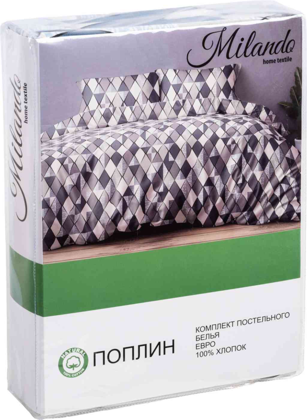 Комплект постельного белья евро Milando Мозаика поплин