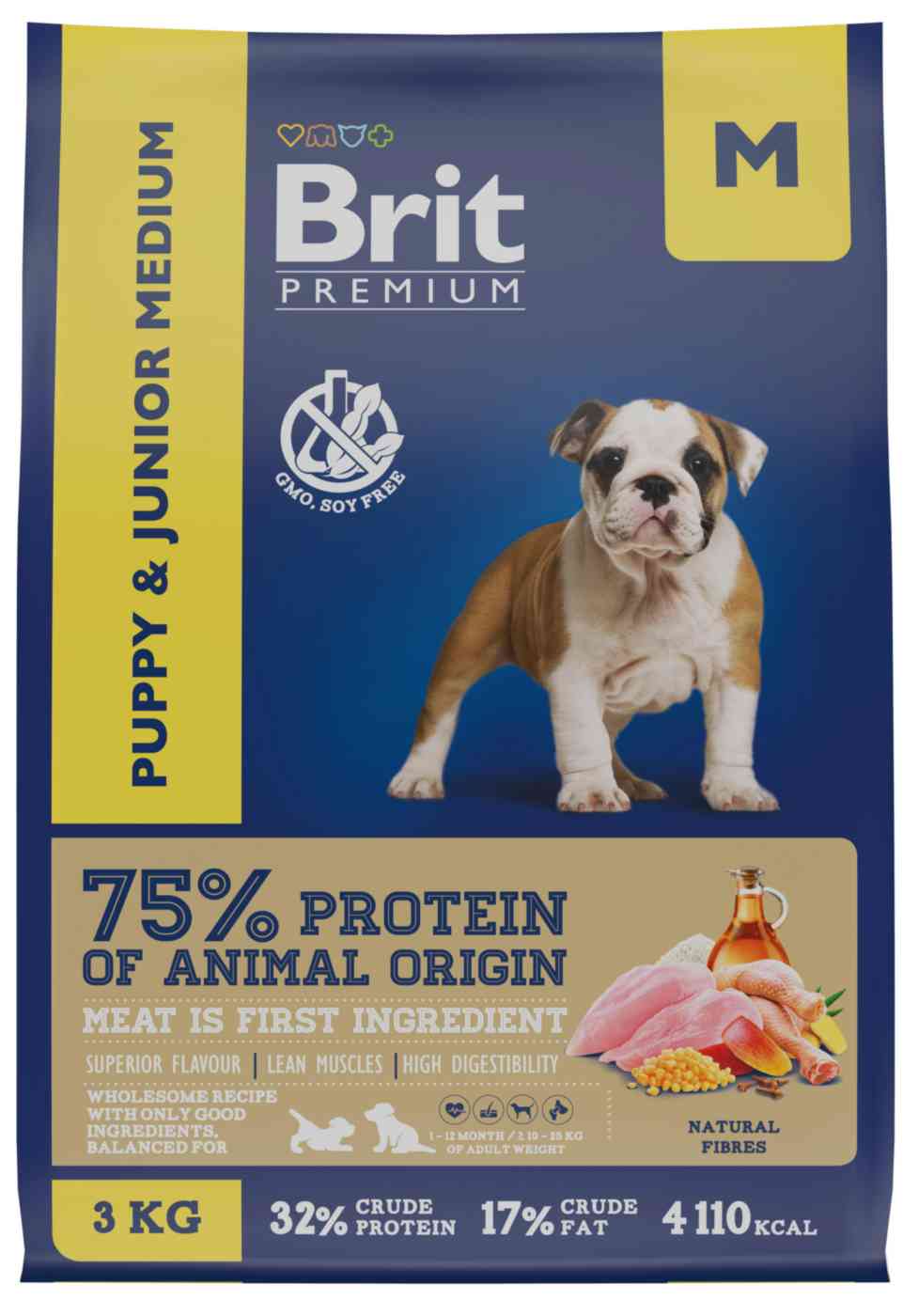 Сухой корм для молодых собак средних пород Brit Premium Junior M курица Брит