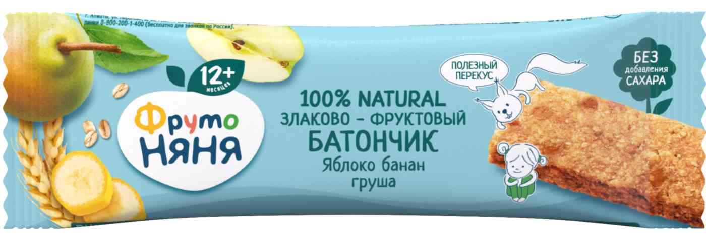 Батончик злаково-фруктовый ФрутоНяня Яблоко-банан-груша с 12 месяцев