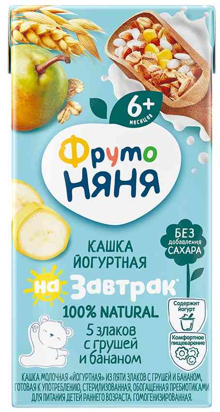 Каша мультизлаковая йогуртная ФрутоНяня На завтрак груша-банан с 6 месяцев