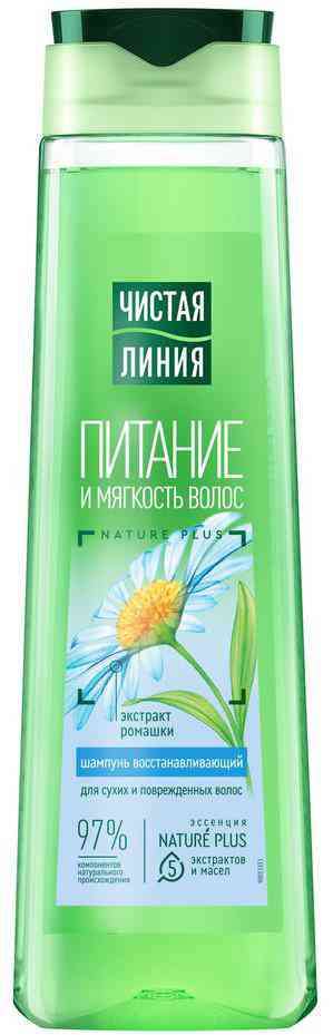 Шампунь для сухих и поврежденных волос Чистая Линия Nature Plus питание и мягкость