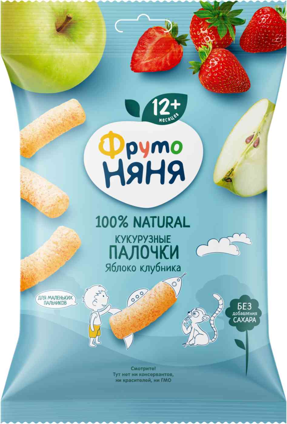 Палочки кукурузные ФрутоНяня Яблоко-клубника с 12 месяцев