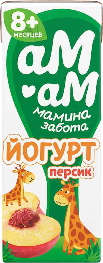 Йогурт питьевой Ам-Ам Мамина забота Персик, 8+ месяцев 2,5%