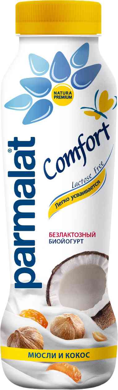 Йогурт питьевой Parmalat Comfort мюсли-кокос без лактозы 1,5%
