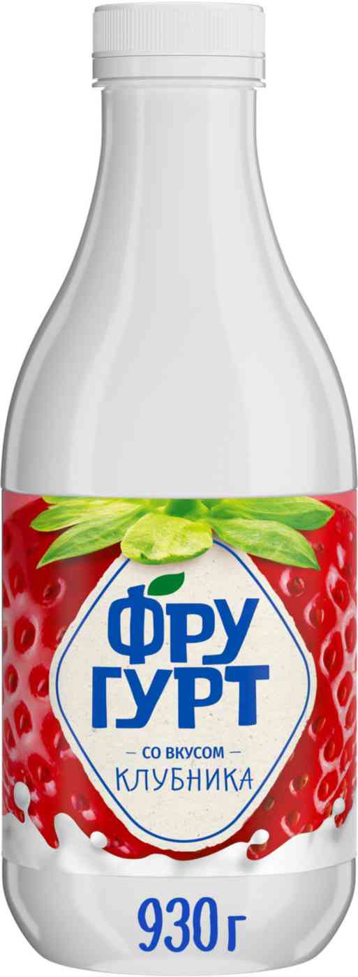 Напиток кисломолочный йогуртный Фругурт со вкусом Клубника на йогуртовой закваске, 1%, в бутылке