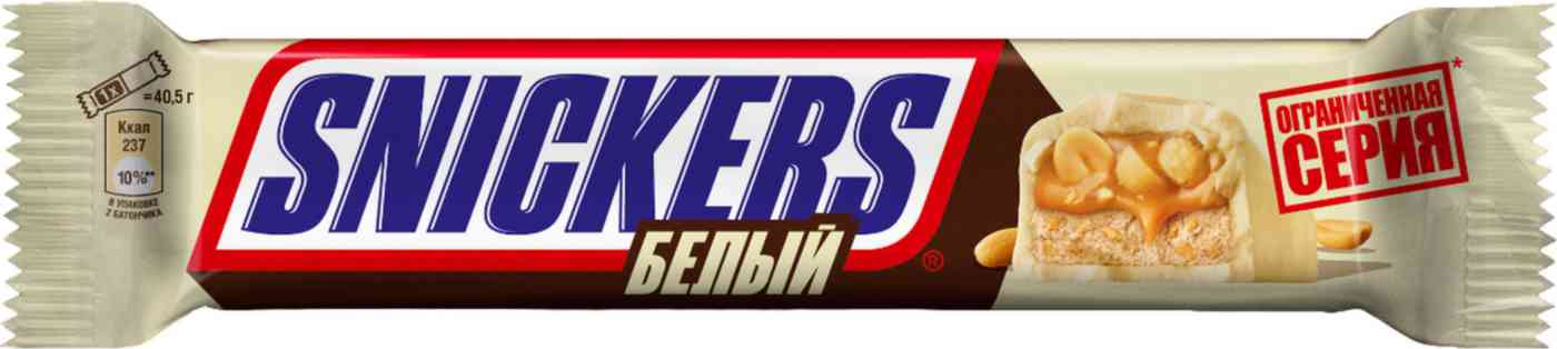 Шоколадный батончик Snickers белый