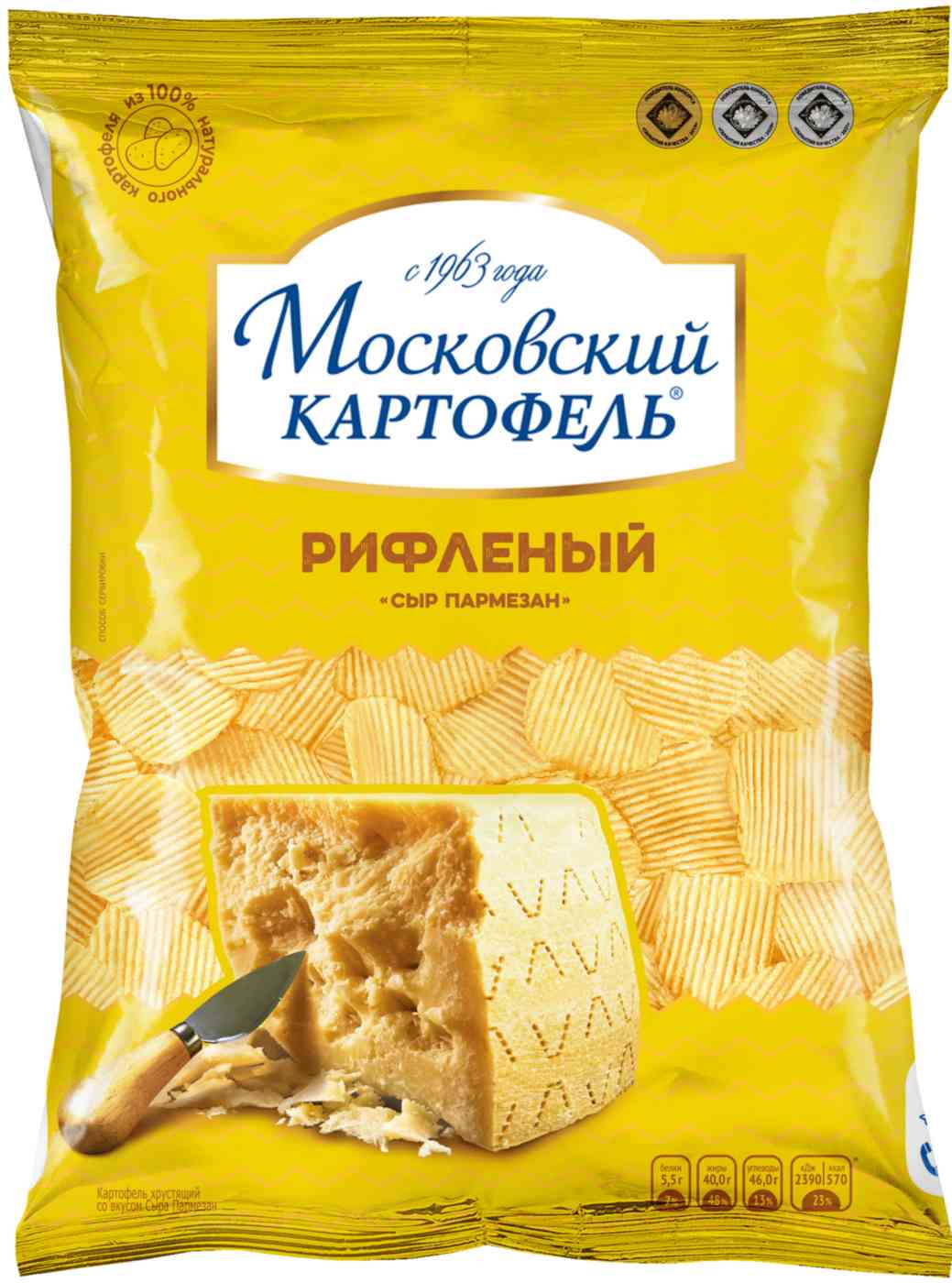 Чипсы картофельные рифленые Московский картофель Сыр Пармезан