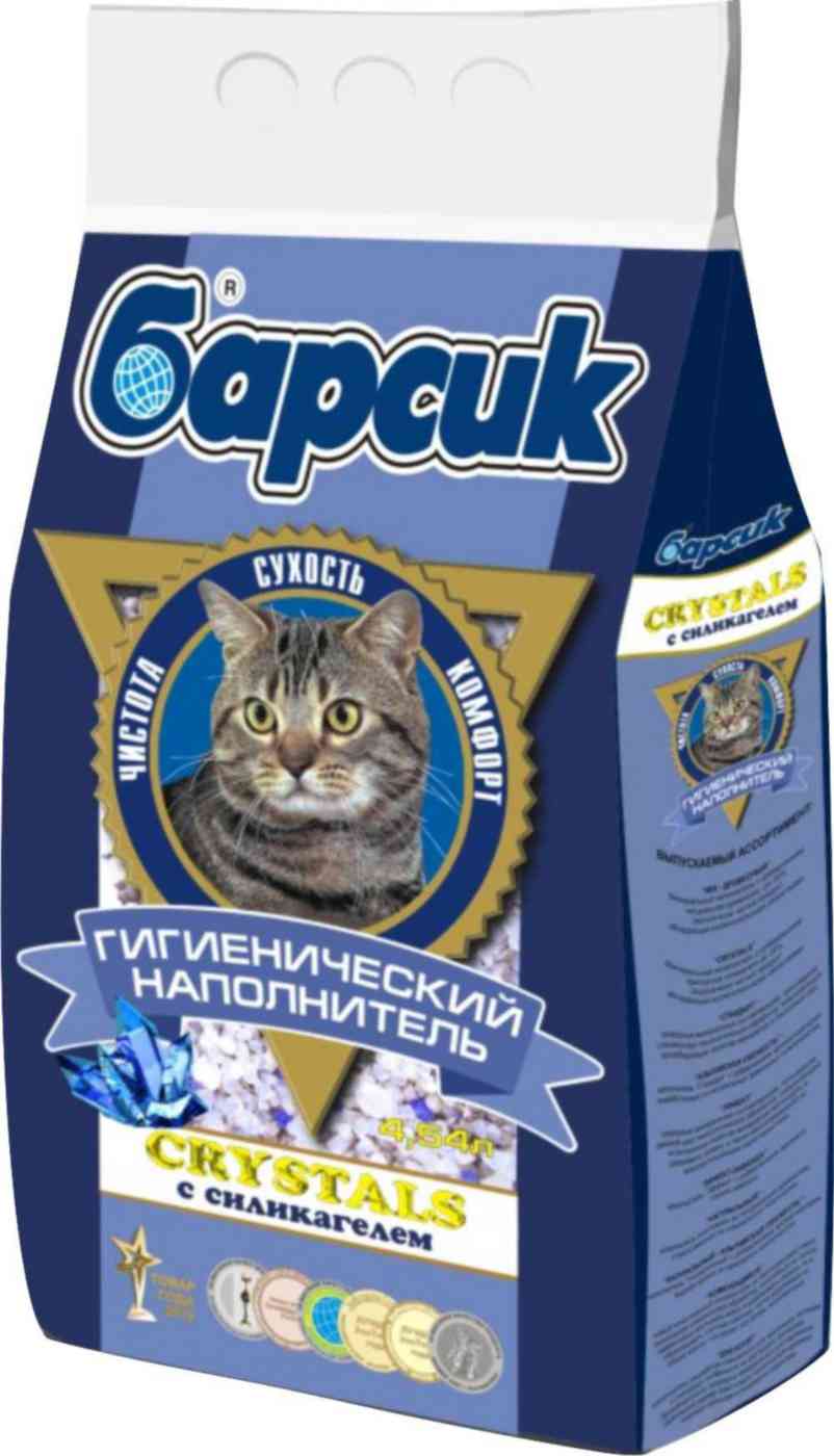 Наполнитель для кошачьих туалетов гигиенический Барсик Crystals с силикагелем