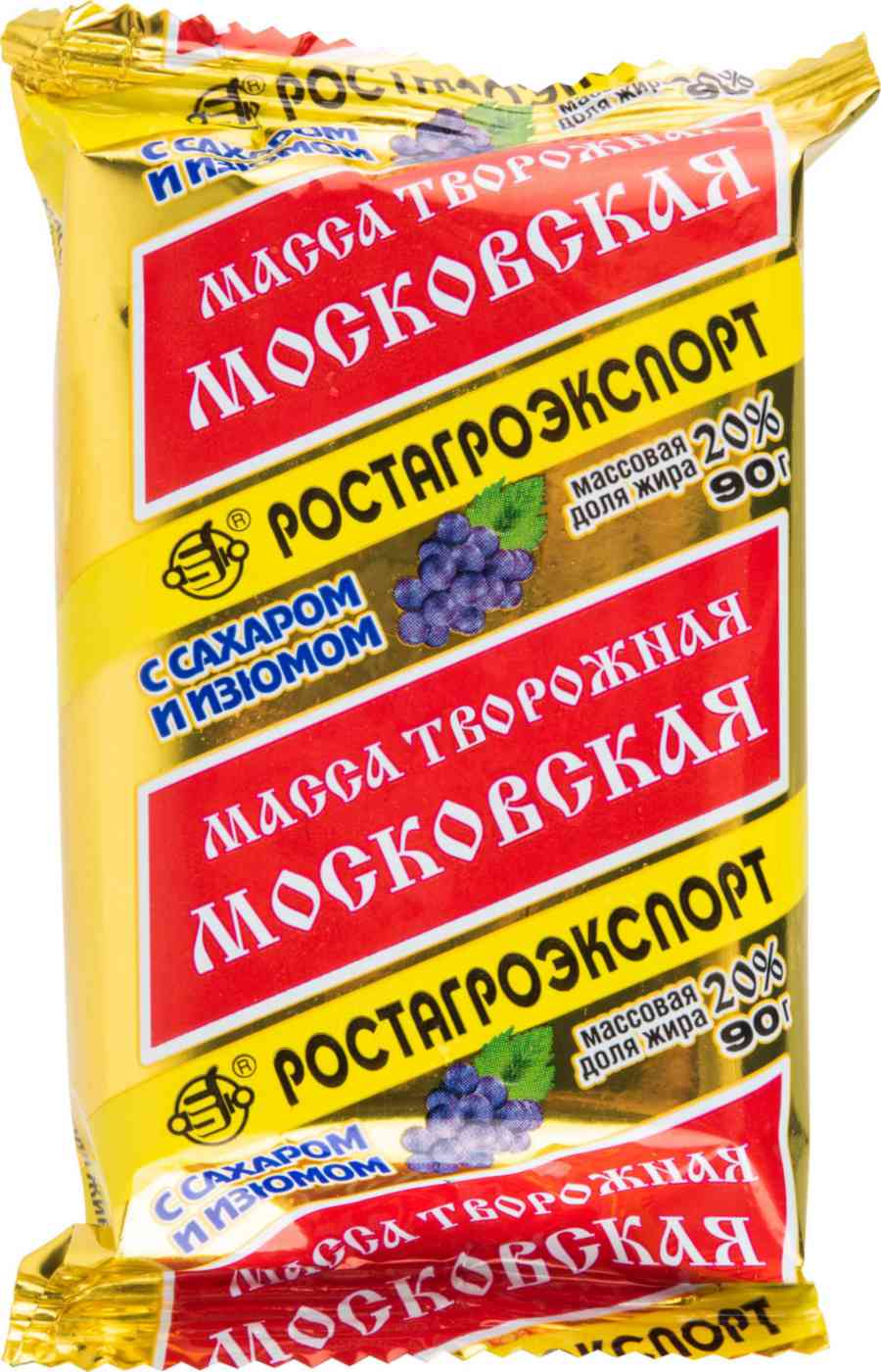 Творожная масса Московская Ростагроэкспорт с изюмом 20%