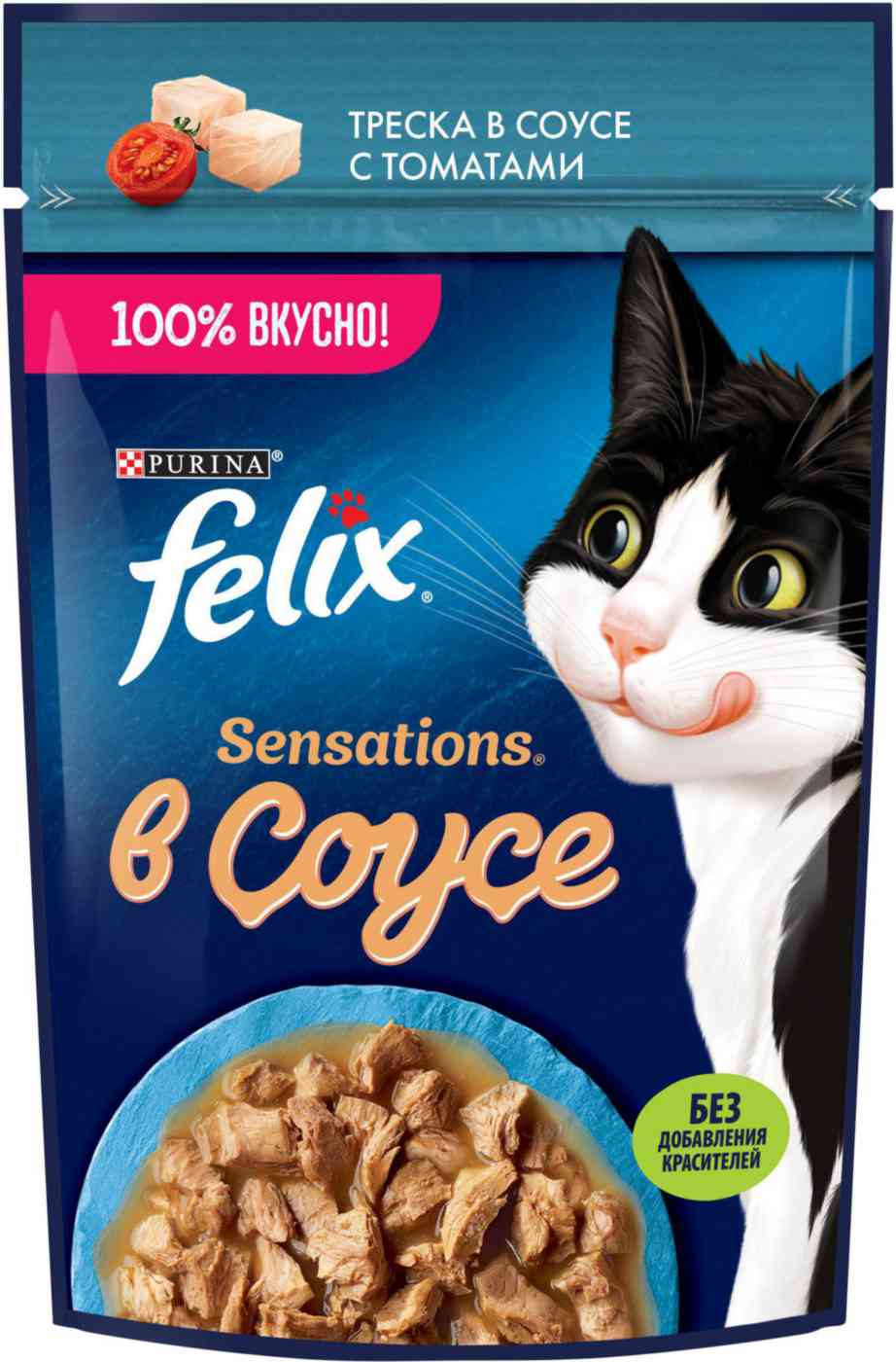 Влажный корм для кошек Felix Sensations треска-томаты в соусе