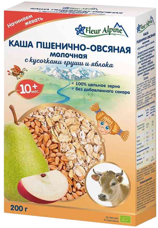 Каша пшенично-овсяная молочная Fleur Alpine груша-яблоко с 10 месяцев
