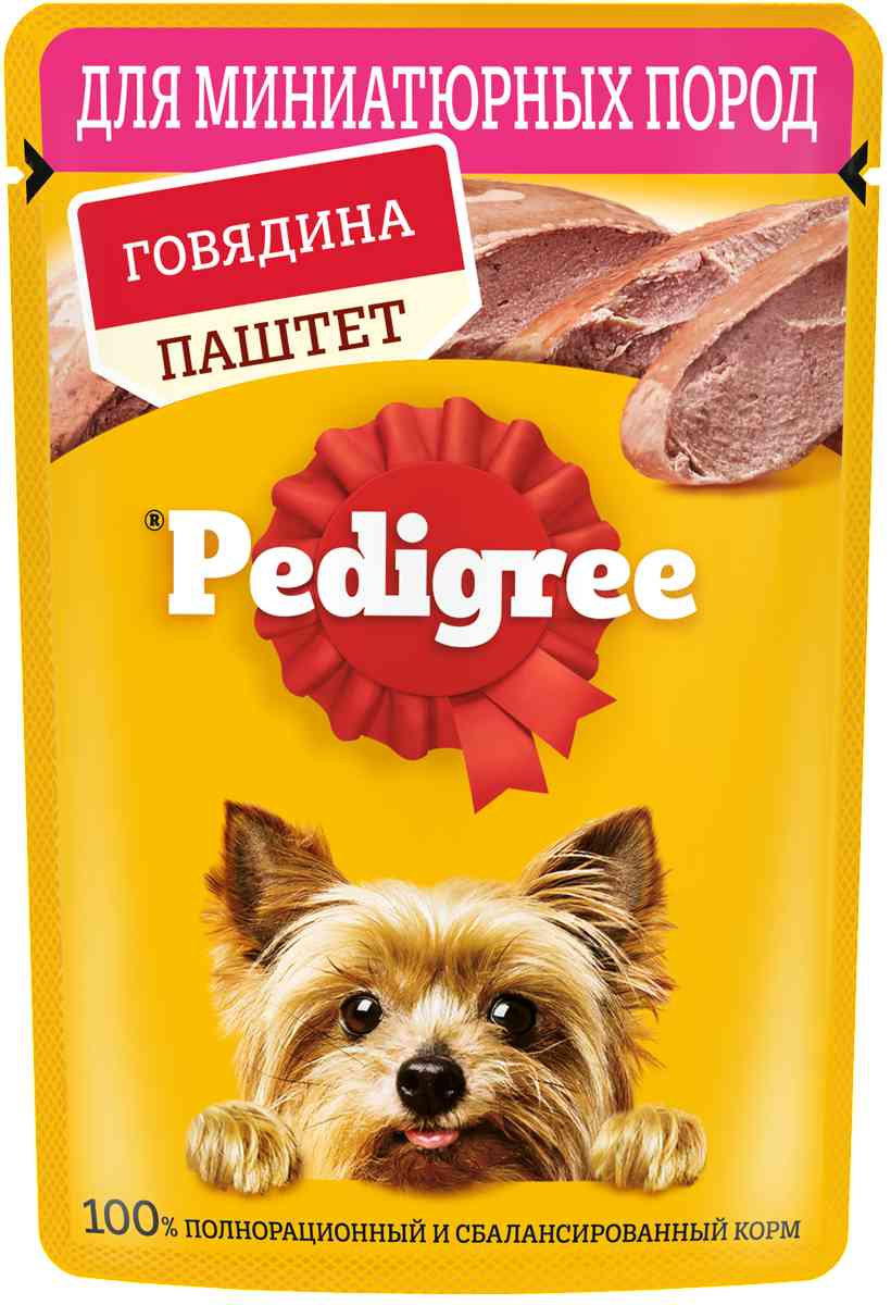 Влажный корм для собак миниатюрных пород Pedigree говядина паштет