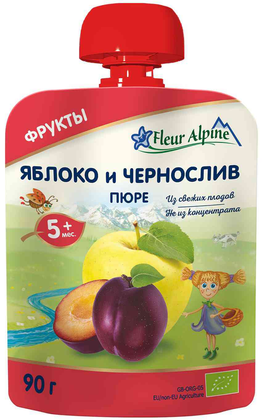 Пюре Fleur Alpine Яблоко и чернослив, с 5 месяцев