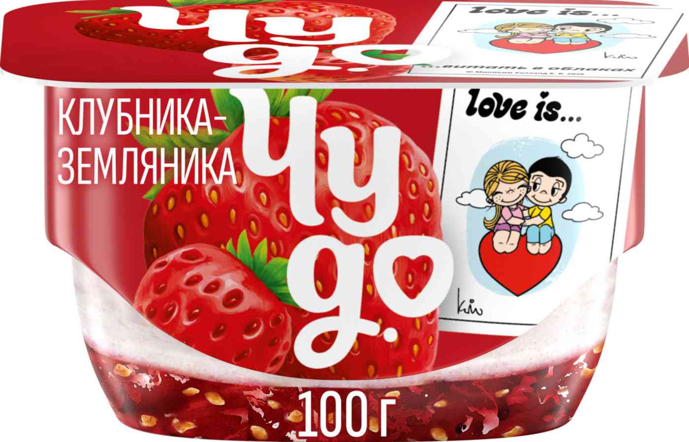 Десерт творожный двухслойный Чудо клубника-земляника 4%