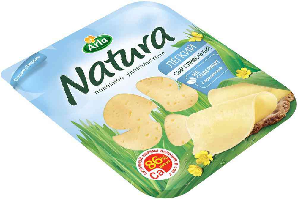 Сыр Natura Сливочный Легкий 30%, нарезка