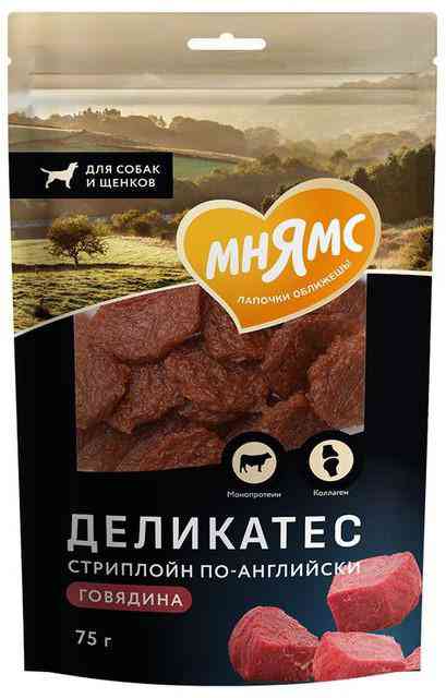 Лакомство для собак Мнямс стриплойн по-английски говядина