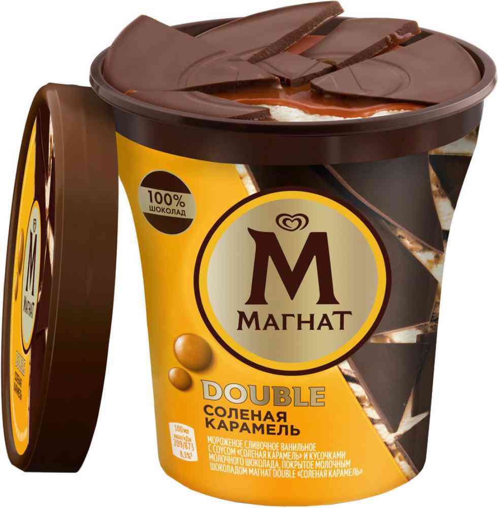 Мороженое Магнат Double пинта Солёная карамель с кусочками настоящего шоколада